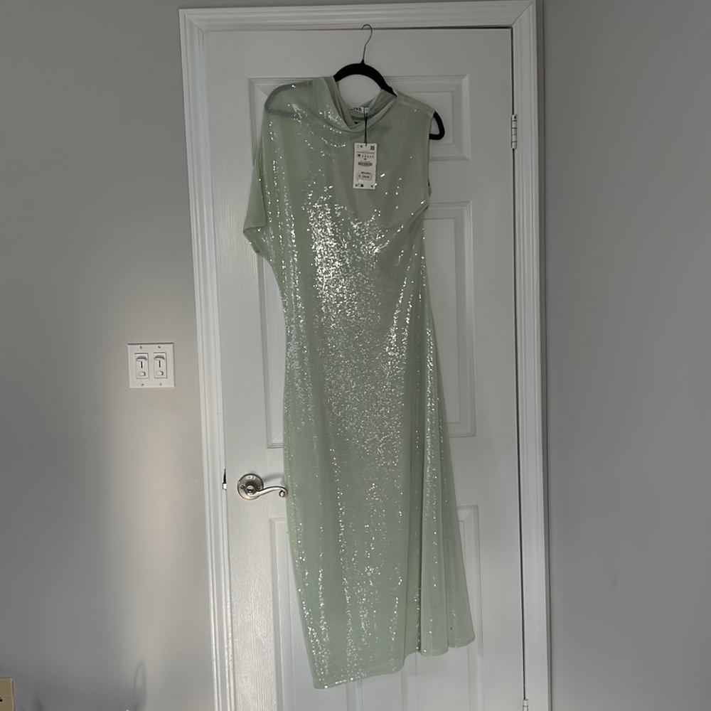 ZARA LIMITED EDITION SEQUIN ASYMMETRIC KNIT DRESS